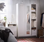 Шкаф платяной 3-дверный Ikea Brimnes с зеркалом , белый