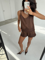 Комплект бельевой с кружевом шоколадный