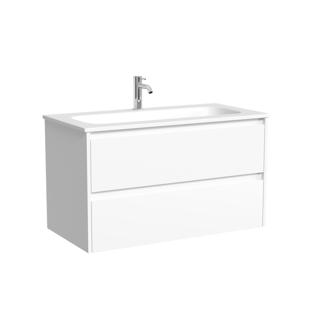 Тумба подвесная Sancos Libra с двумя ящиками 890х450х500, белый глянец, LB90W