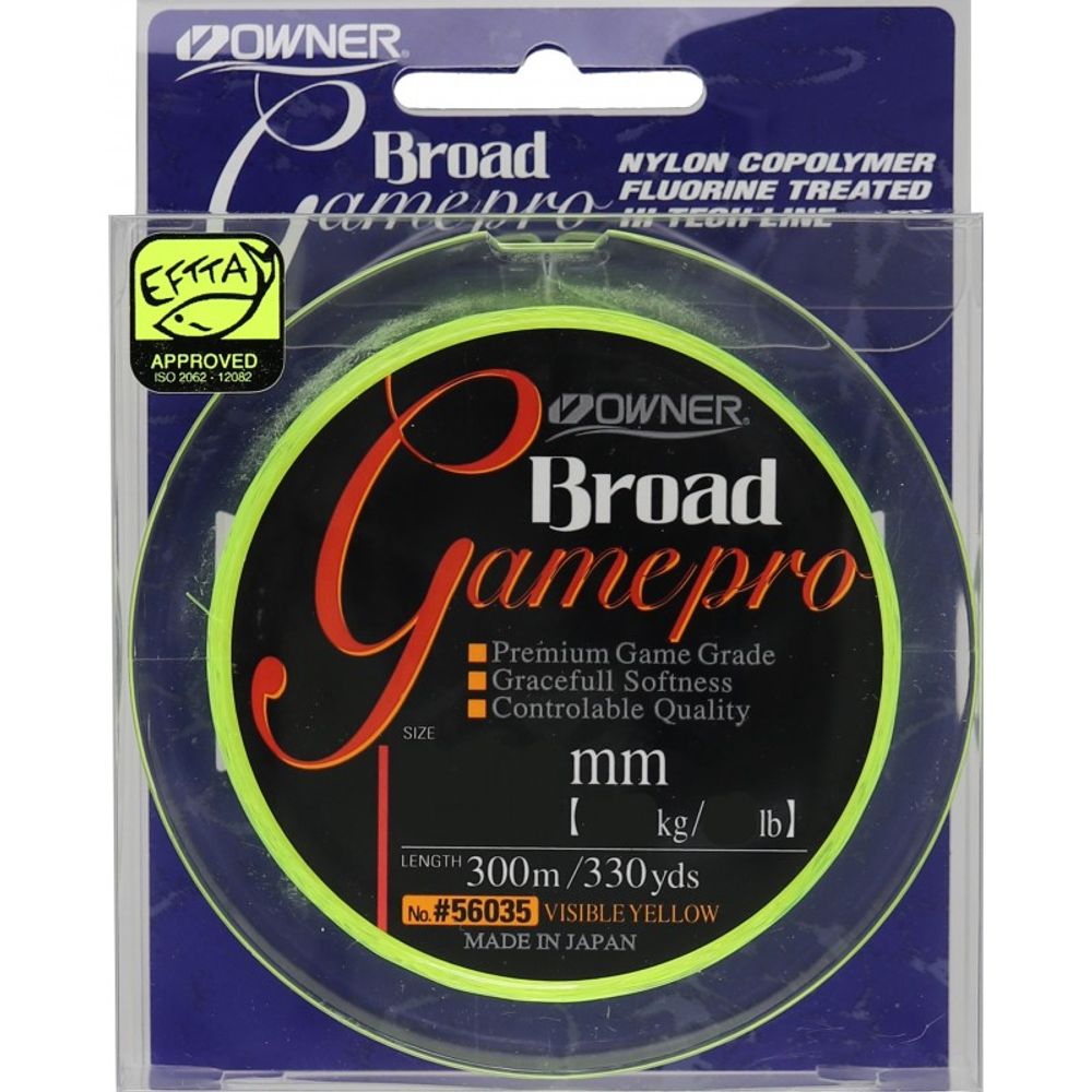OWNER Леска Broad Game Pro yellow 300м 0,22мм 3,24кг