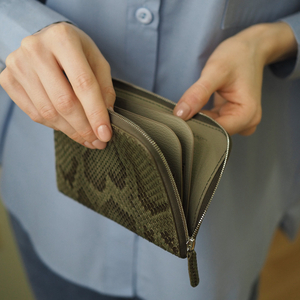 Кошелек из кожи питона, зеленого цвета