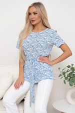 Блузка Элиза (белый/голубой) Б11-253/4 Nikol