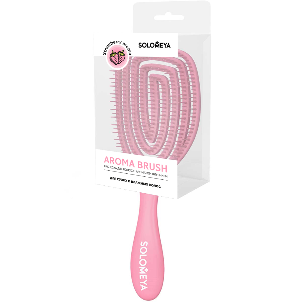 Solomeya Расческа для сухих и влажных волос АРОМАТ КЛУБНИКИ овальная Solomeya Wet Detangler Brush Oval Strawberry 1 шт