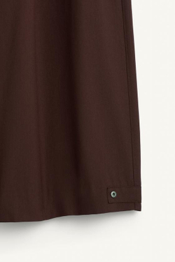 ZARA ШИРОКИЕ БРЮКИ ИЗ СТРУЯЩЕЙСЯ ТКАНИ ИЗ ШЕРСТИ И ВИСКОЗЫ, КОРИЧНЕВЫЙ