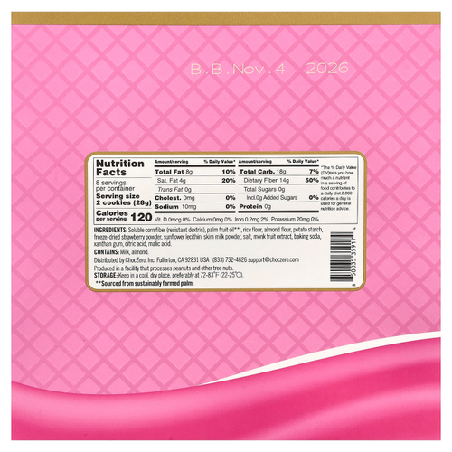 ChocZero, премиальное печенье, вафли, клубника, 16 шт., 224 г (8 унций)