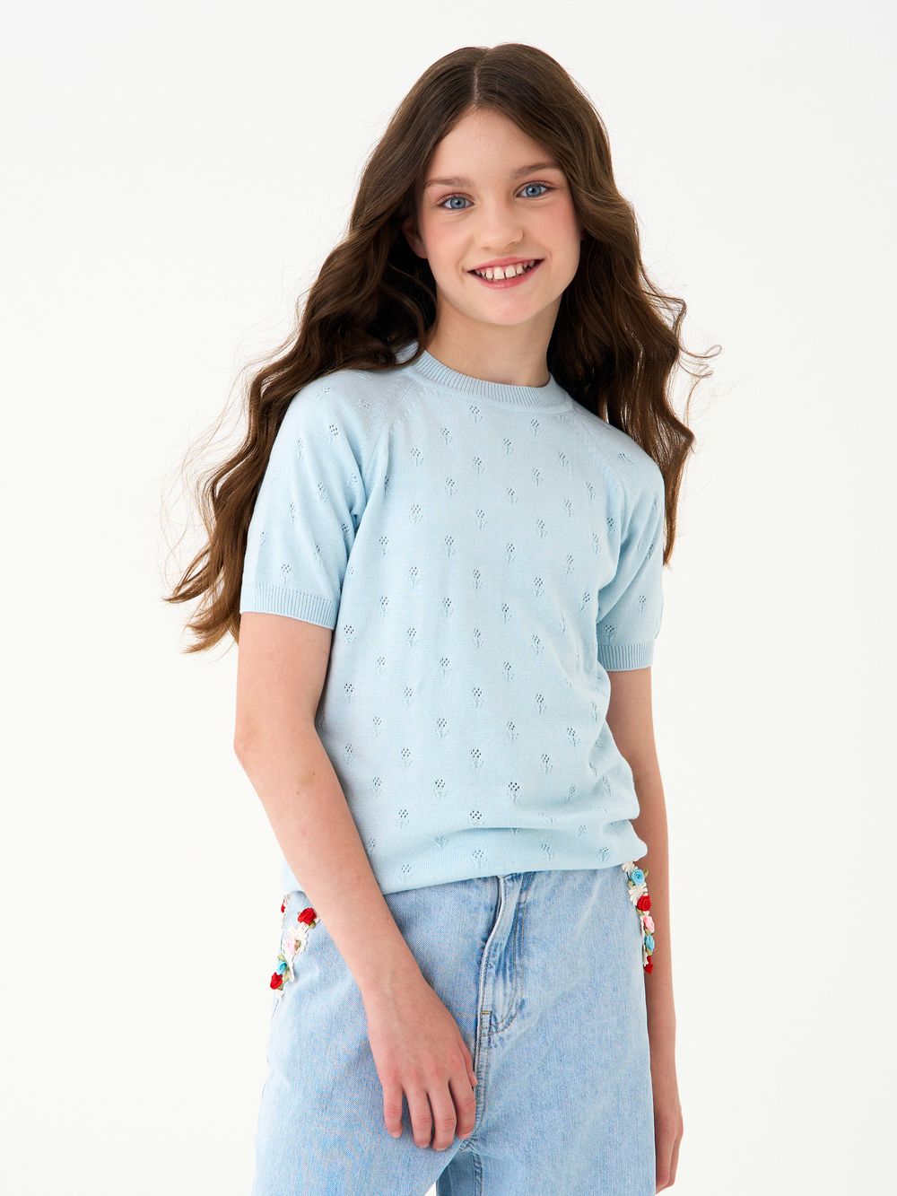 Джемпер для девочки 1384 голубой