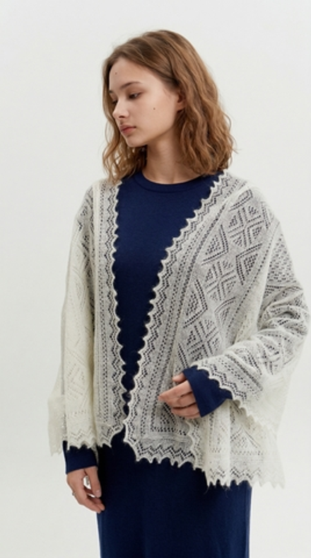 Оренбургский пуховый палантин А16070-01 белый отбеленный