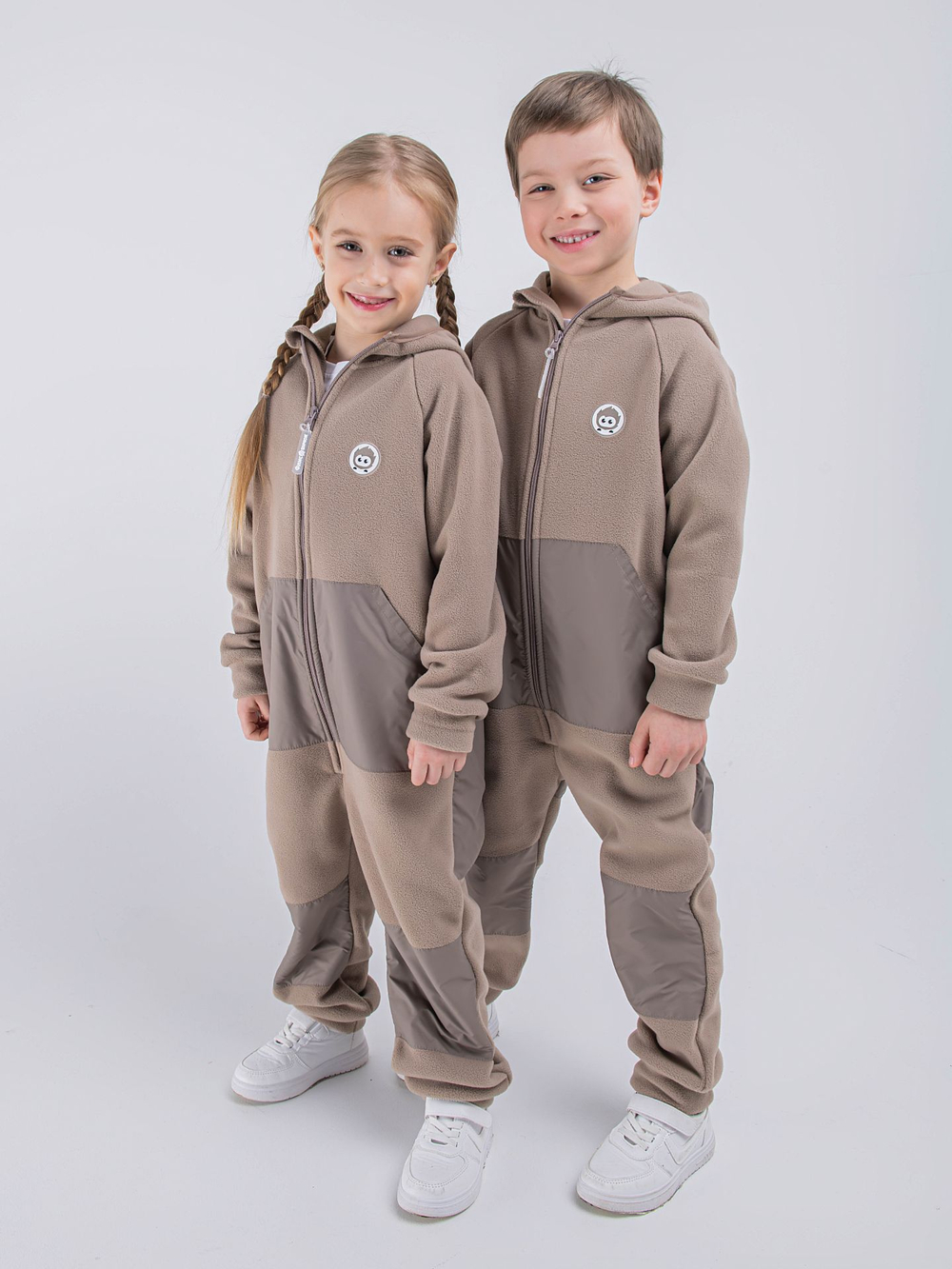 Комбинезон флисовый со вставками "Кофейный"