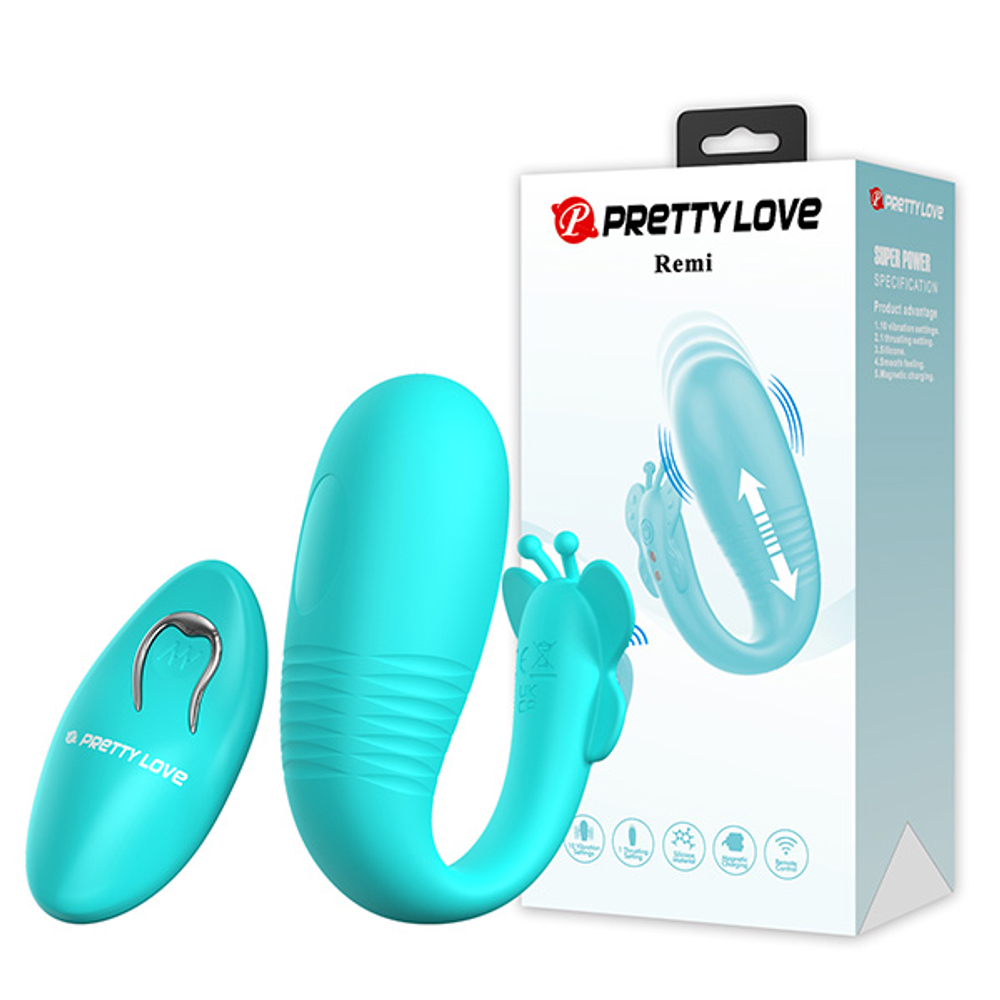 Пульсирующее виброяйцо 9,6см с пультом ДУ Pretty Love Remi BI-300093W