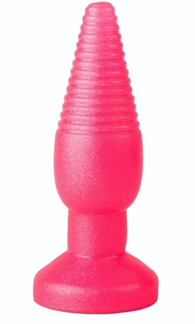 Розовая анальная втулка с рёбрышками - 14 см. (Цвет: розовый)