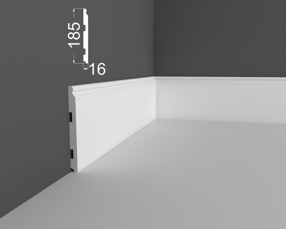 Плинтус напольный под покраску P19.185.16 МДФ Deartio 185x16x2070 мм