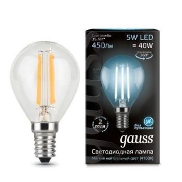 Лампа Gauss LED Filament Globe E14 5W 4100K 105801205