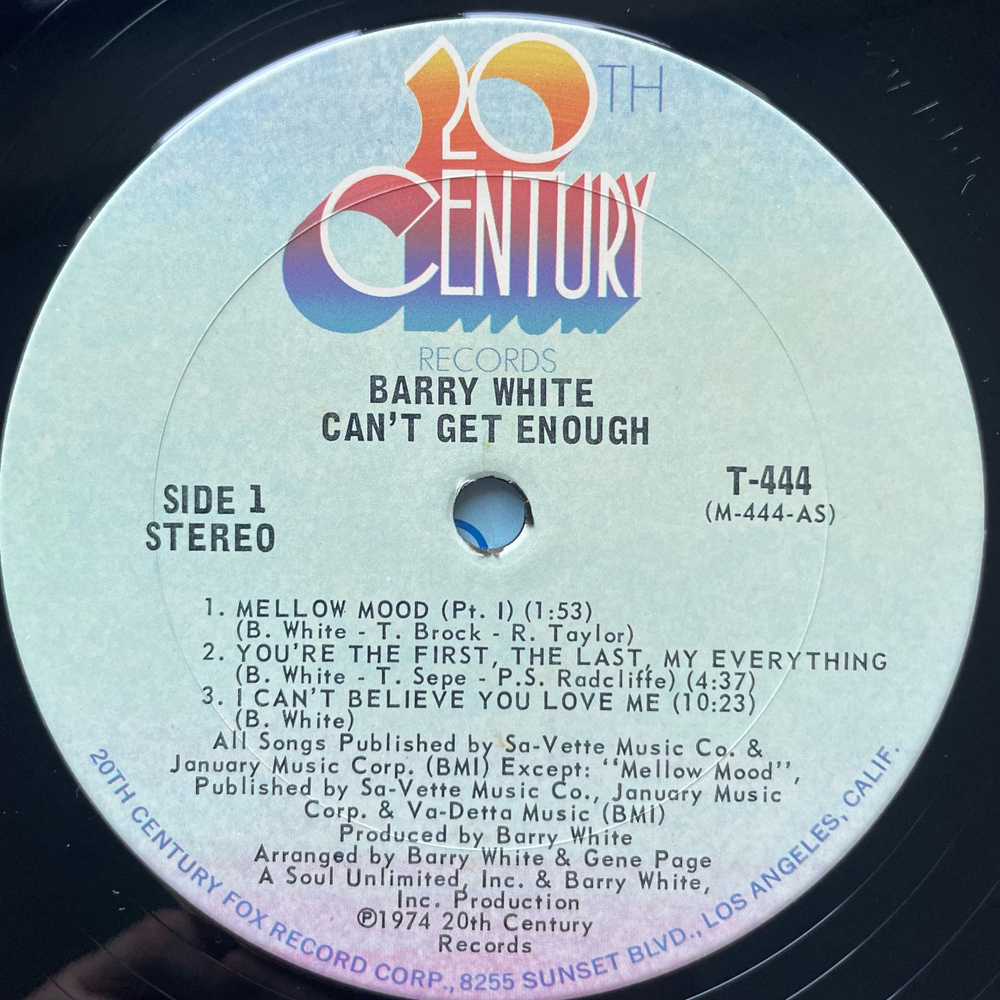 Винтажная виниловая пластинка LP Barry White, Can't Get Enough (США 1974)