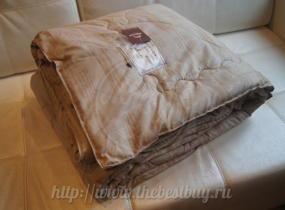 Одеяло стеганое со 100% верблюжьей шерстью 160x210 см. - бежевое