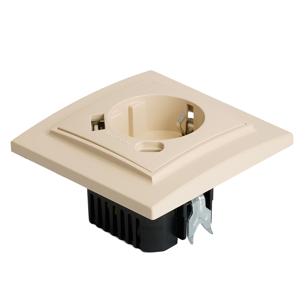 Розетка 1-местная с/з STEKKER, PST16-9016-02, 250В, 16А с USB+ type C, серия Эрна, слоновая кость 50077
