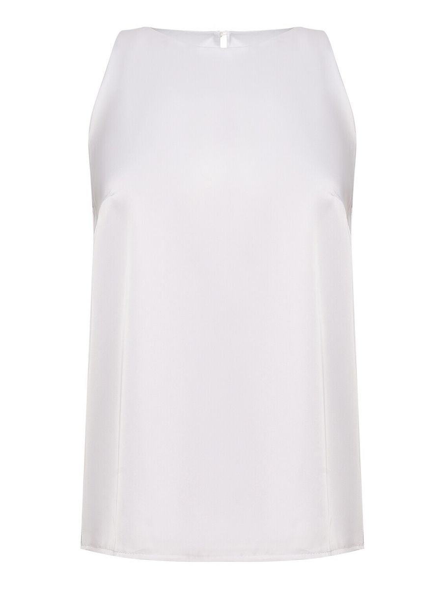 Блуза-топ из шелка двойной под горло молочный