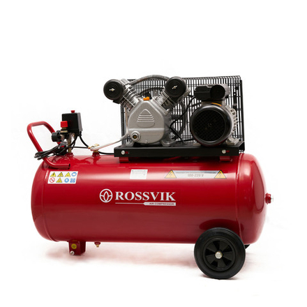 Компрессор ROSSVIK СБ4/С-100.LB24А, 360 л/мин, 10 бар, ресивер 100 л, 220 В/2,2 кВт, красный