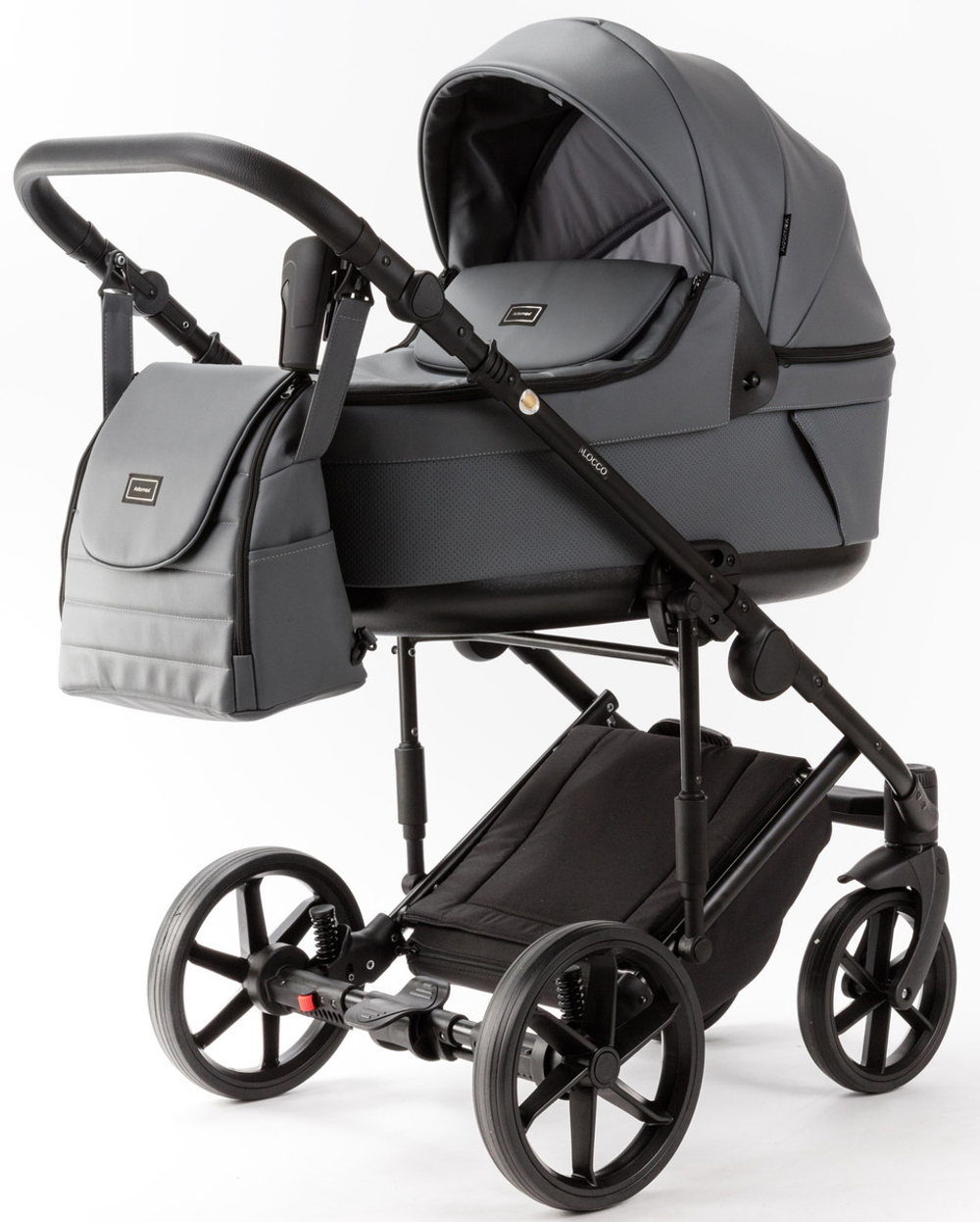 Детская коляска Adamex Locco Light Deluxe 2 в 1 LL-SA32 (СЕРАЯ КОЖА)