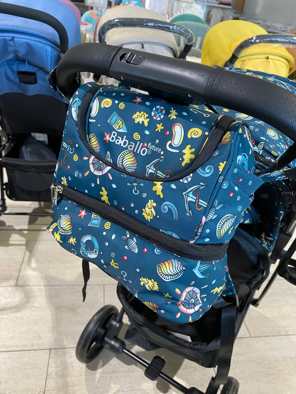 Коляска прогулочная Babalo 2023 океан черная рама