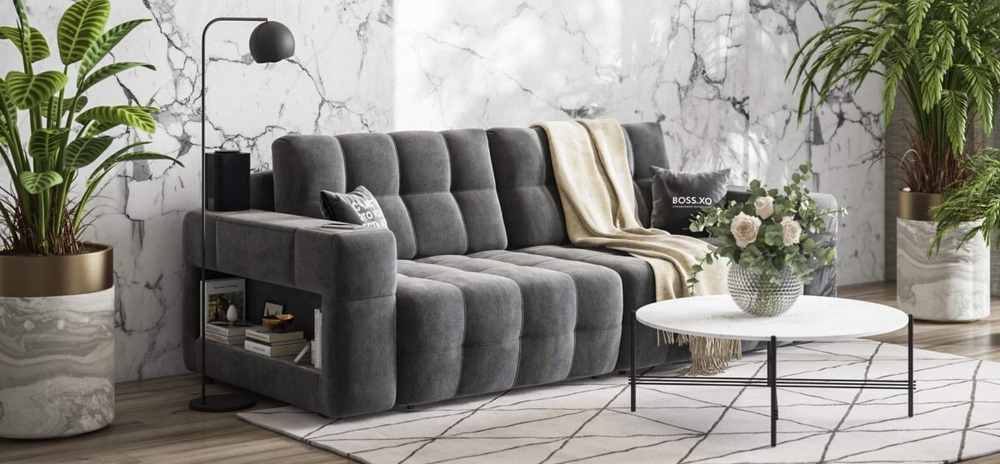Диван Босс ХО Велюр Монолит серый
