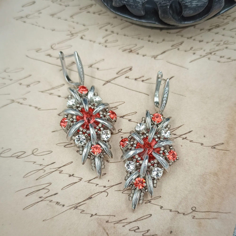 Набор для создания серег Bella, Padparadsha / Silver