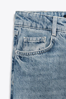 ZARA ДЖИНСЫ Z1975 STRAIGHT С ВЫСОКОЙ ПОСАДКОЙ И ПЕРЕКРЕЩЕННОЙ ТАЛИЕЙ, ИНДИГО