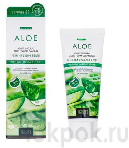 Пенка очищающая с экстрактом алоэ Jigott Natural Aloe Foam Cleansing, 180 мл