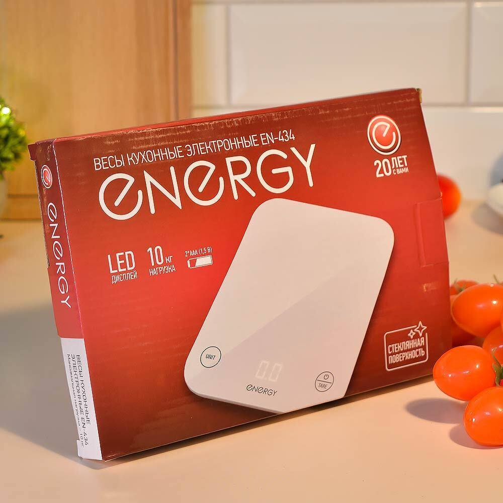 Весы кухонные электронные до 10кг ENERGY EN-434, 15*20см, белые