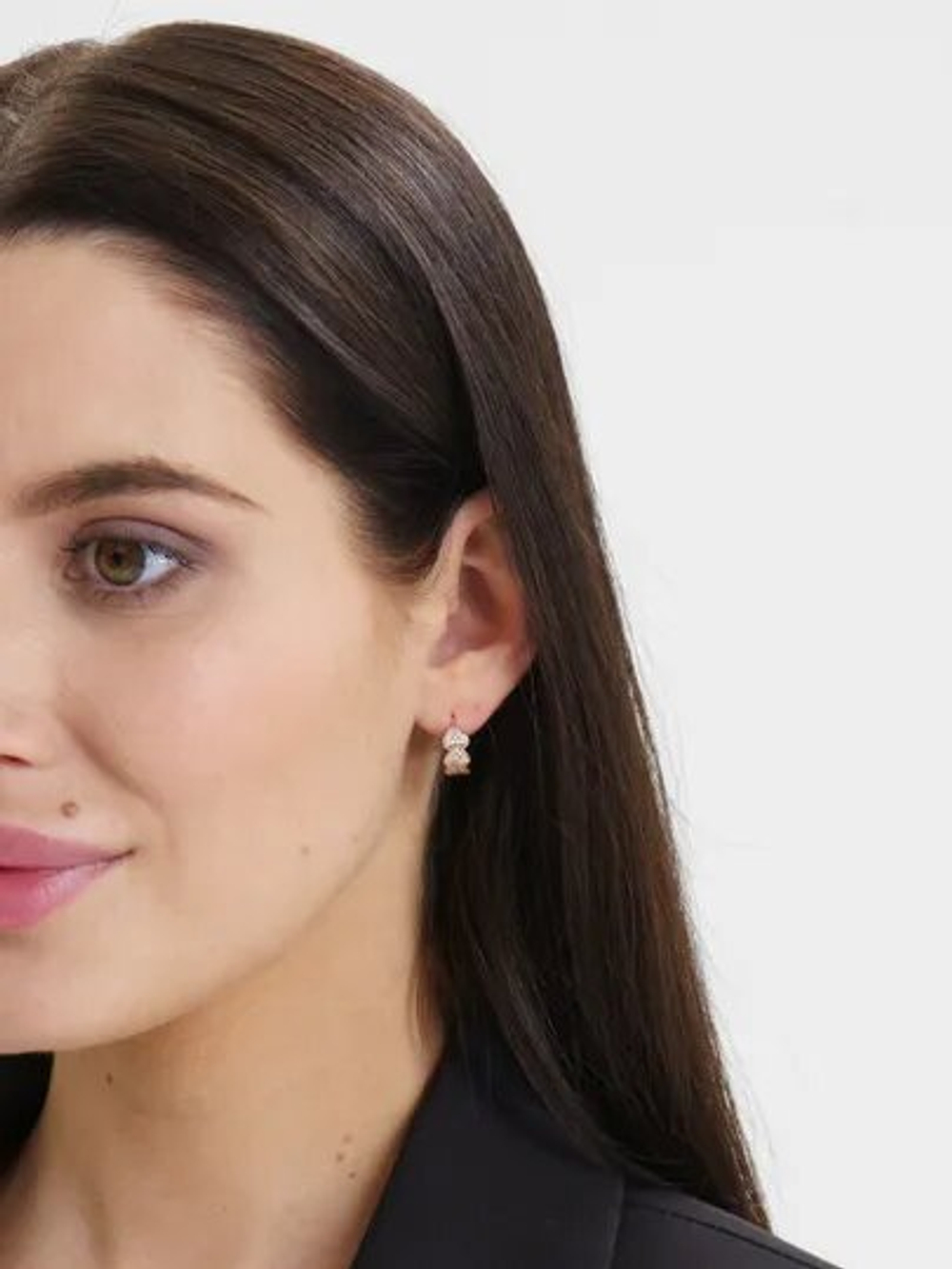 Серьги сережки кольца с камешками бижутерия, сердце 3, золото