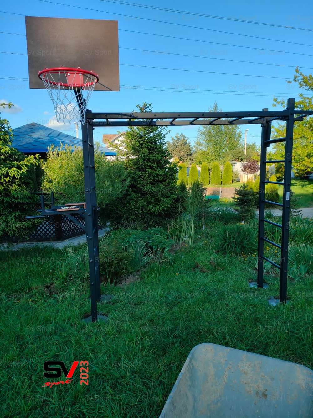 Монтаж уличной шведской стенки Sv Sport Рукоход (4 вертикальных столба)