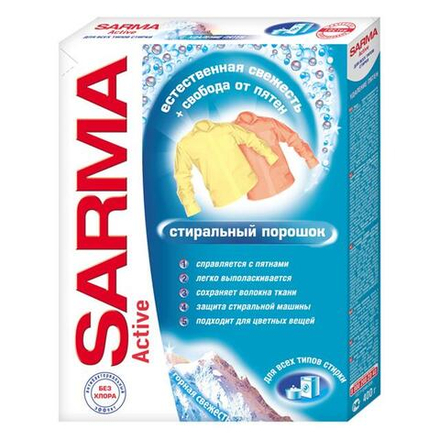 Порошок д/всех типов стирки Sarma 400г Active Горная свежесть