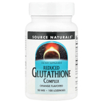 Source Naturals, Комплекс с восстановленным глутатионом, со вкусом апельсина, 50 мг, 100 пастилок