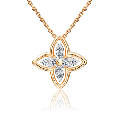 Подвеска-бегунок из красного золота с фианитами