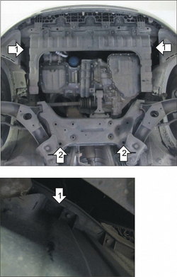 Защита картера Двигателя, КПП. 2 мм, Сталь. для KIA Venga 2010-2015 MOTODOR.01030