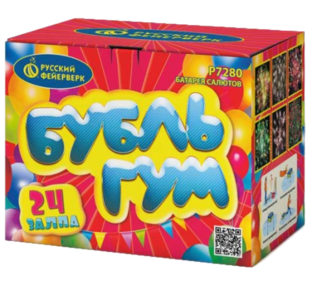 АКЦИЯ Батарея салютов РФ Бубль Гум 24 залпов калибром 0.8" высотой 35 метров