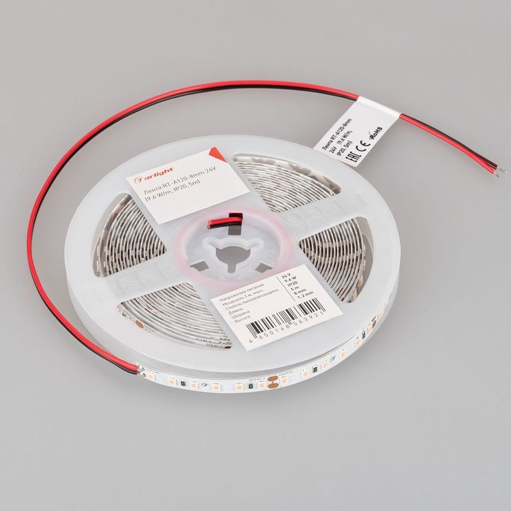 Светодиодная лента Arlight 6W/m 120Led/m 2835SMD персиковый 5M RT-A120-8mm 24V Peach Fuzz 047719