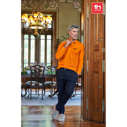 THC BERN. Мужское поло с длинными рукавами из кардочесанного хлопка