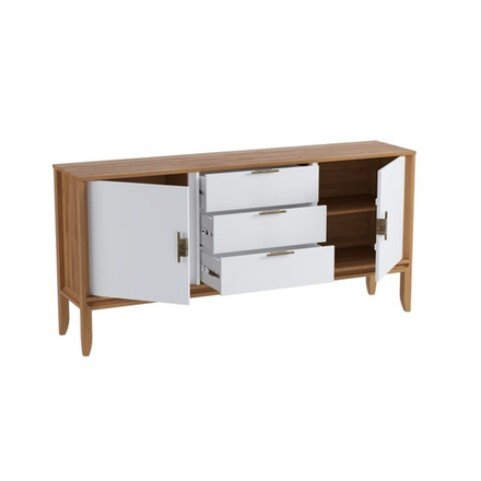 Комод «Бридж» 2 двери 3 ящика браун/белый лак