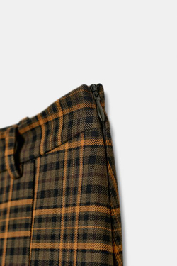 ZARA ЮБКА МИДИ В КЛЕТКУ — ZW COLLECTION, ОРАНЖЕВЫЙ/ЗЕЛЕНЫЙ