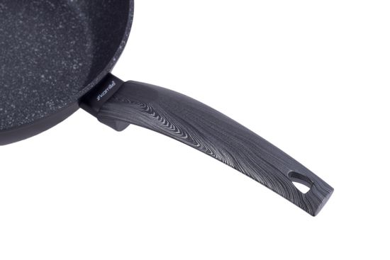 Сотейник 24 см. из кованного алюминия Kamille KM-4134 с антипригарным покрытием PTFE чёрный мрамор