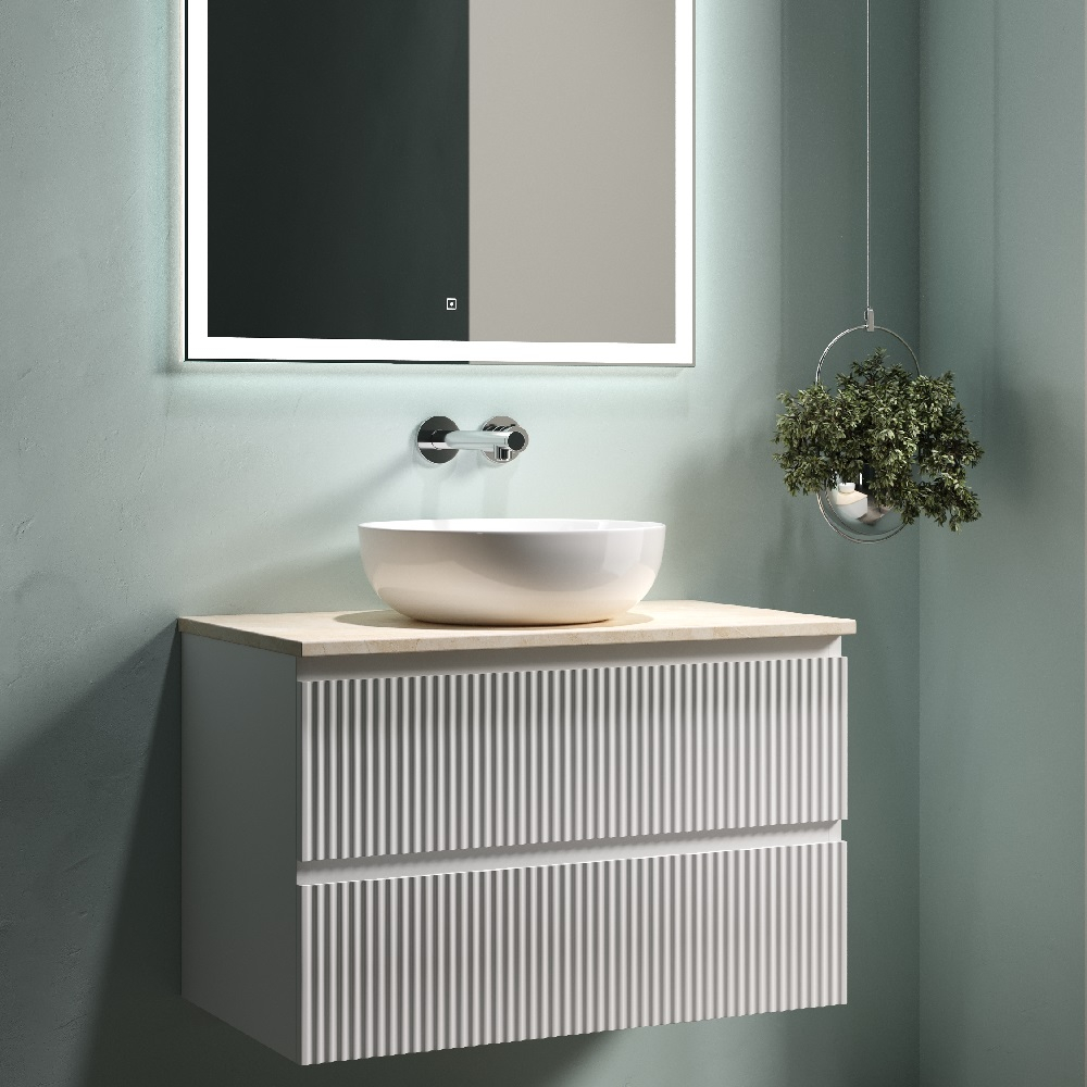 Тумба подвесная Sancos Snob R, Bianco 790х445х500, под столешницу без отверстия под смеситель, цвет Kreman