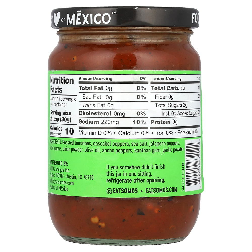 Somos, Cuatro Chiles Salsa, средняя, 340 г (12 унций)