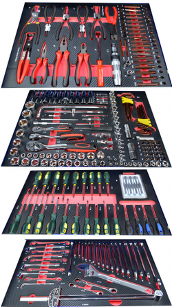 Инструментальная тележка с инструментом GW-7ST1 Black (Great Wolf, 249поз), 7 ящиков, увеличенные колеса с тормозом, ЦЗ, усиленная