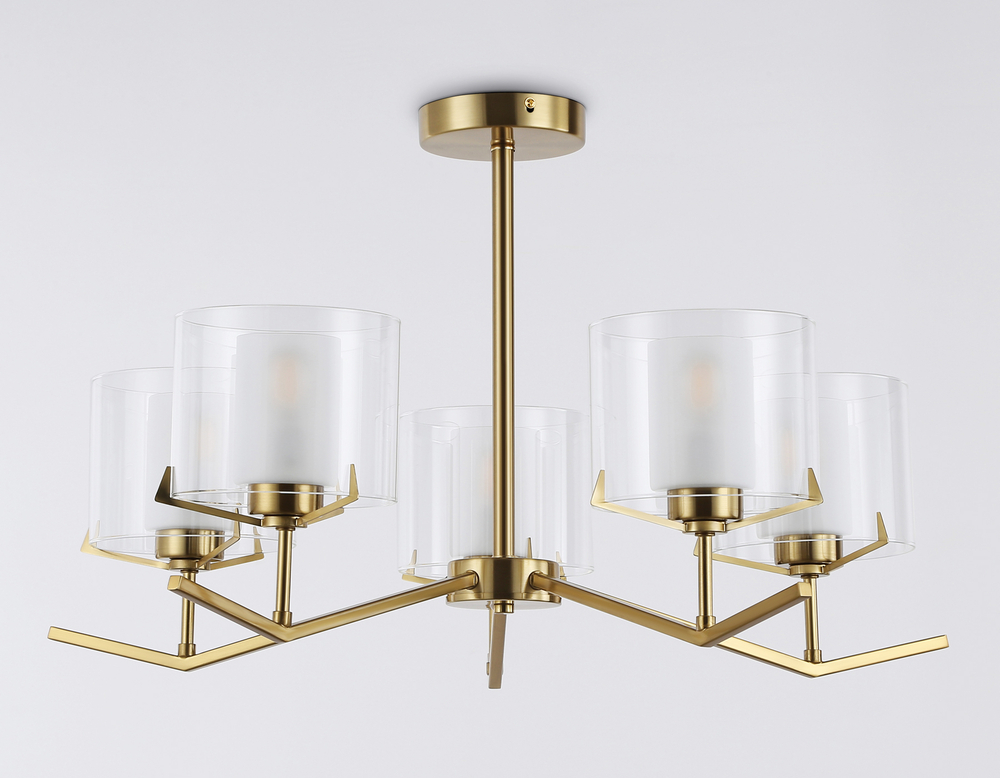 Светильник подвесной LH57007/5 BS/FR латунь/белый матовый E14/5 max 40W D690*390