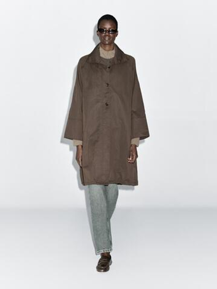 Massimo Dutti Длинная парка со съемным жилетом, коричневый