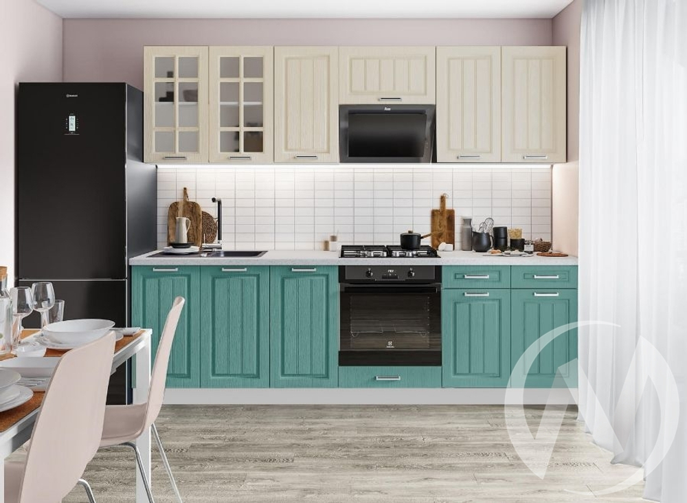 Кухня "Луксор" Клен крем/Клен бирюза