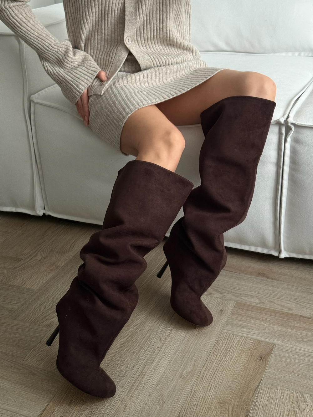 Сапоги из эко замши