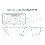 Ванна чугунная Delice Malibu 160х75 с антискользящим покрытием DLR230629-AS