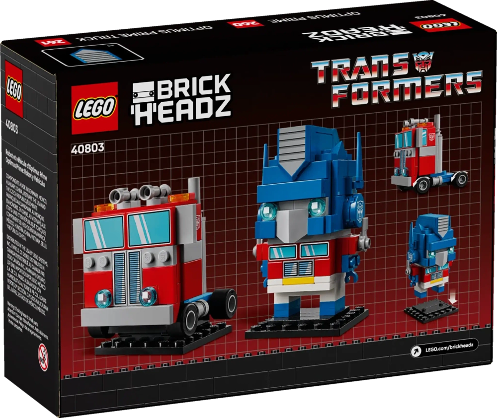 Конструктор LEGO BrickHeadz 40803 Робот и транспортное средство Оптимуса Прайма