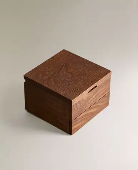 ZARA HOME КВАДРАТНАЯ ДЕРЕВЯННАЯ ШКАТУЛКА ДЛЯ ДРАГОЦЕННОСТЕЙ, КОРИЧНЕВЫЙ